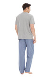 Load image into Gallery viewer, Navy Tee Top with Blue Checked Pants Men&#39;s Summer Cotton Pajamas