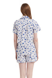 Load image into Gallery viewer, Blue Floral Women&#39;s Summer Cotton Pajamas