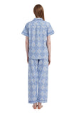 Load image into Gallery viewer, Blue Floral Women&#39;s Summer Cotton Pajamas