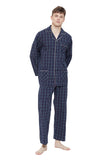 Load image into Gallery viewer, Navy Checked Men&#39;s Cotton Pajamas