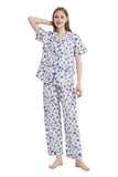 Load image into Gallery viewer, Blue Floral Women&#39;s Summer Cotton Pajamas