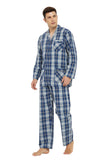 Load image into Gallery viewer, Navy and White Checked Men&#39;s Cotton Pajamas