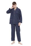 Load image into Gallery viewer, Navy Checked Men&#39;s Cotton Pajamas