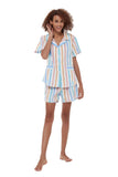 Load image into Gallery viewer, Color Stripe Women&#39;s Summer Cotton Pajamas