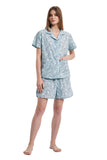 Load image into Gallery viewer, Blue Floral Women&#39;s Summer Cotton Pajamas