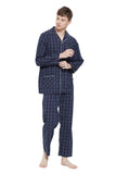 Load image into Gallery viewer, Navy Checked Men&#39;s Cotton Pajamas