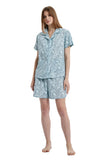 Load image into Gallery viewer, Blue Floral Women&#39;s Summer Cotton Pajamas