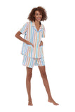 Load image into Gallery viewer, Color Stripe Women&#39;s Summer Cotton Pajamas